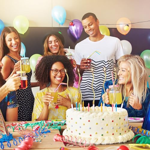 lasuroa 12pcs Spiral Cake Candles, Twist Slim Long Birthday Cake Candles Velas Themed Party Cupcake Sparkler Decoration with Stand for Birthday Wedding Anniversary (Gold) - Image 6