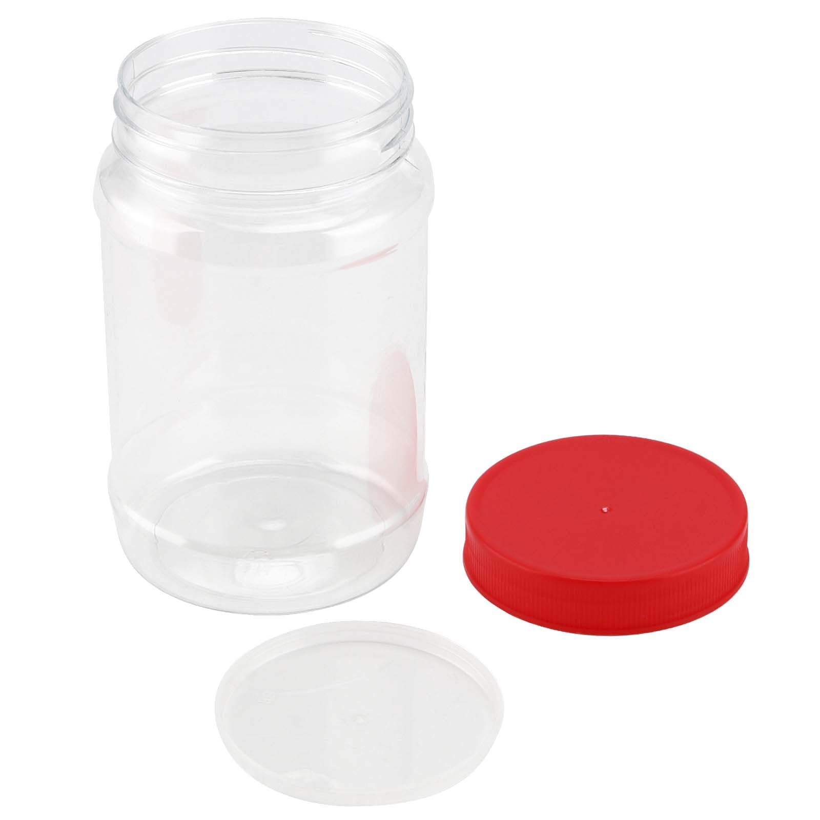 Lot De 3 Bocaux Ronds En Plastique Avec Couvercle 1000 Ml - 1 Litre