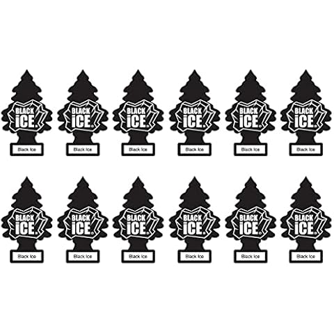 LITTLE TREES Car Air Freshener | Black Ice | 12 Pack Cover