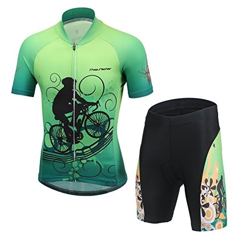 YFPICO Kinder Radtrikot Set Fahrrad Trikot Kurzarm + Radhose mit Sitzpolster Radsport-Anzüge Jungen Mädchen Fahrradbekleidung, Fahrrad, 122/128 Cover