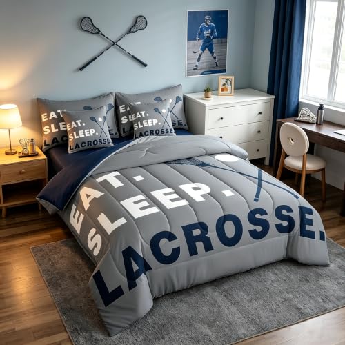 Image of Feelyou Lacrosse Comforter Set Full Size 7 Piece for Kids Adults