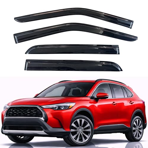 Image of KPY Rain Guards Fit for 2022-2026 Toyota Corolla Cross, Out-Channel Window Visors Vent Wind Deflectors 4PC, Car Accessories for 22-26 Corolla Cross
