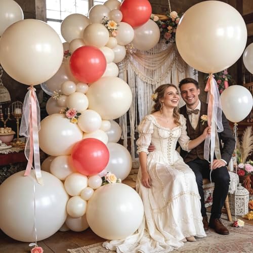Image of 32Pcs White Sand Big Balloons 18 Inch, Round Large Latex Party Balloons for Birthday Wedding Decorations.(Sand White)