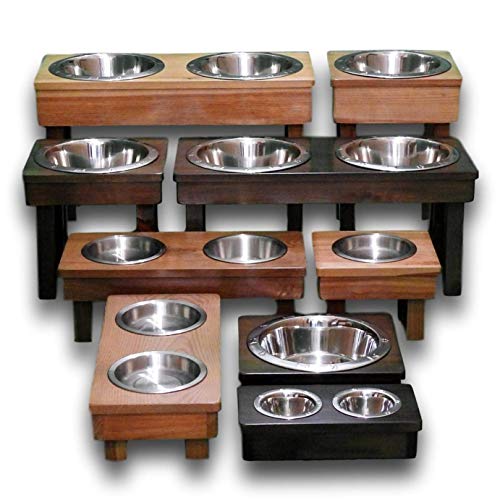 Raised Dog Bowls - Single & Double dish, Solid Wood, Dog Bowl Stands, Elevated Bowls - JUMBO, Large, Medium, Small, Toy & Teacup Sizes, Eco-Friendly, Non-Toxic- Handcrafted USA made
