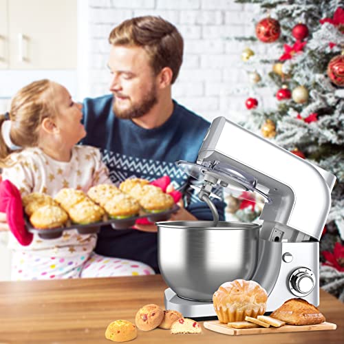 Foto von Küchenmaschine Knetmaschine Rührmaschine Küchenmaschine multifunktional 6 Geschwindigkeit mit Edelstahlschüssel Teigknetmaschine mit Rührbesen, Knethaken, Schlagbesen(MEHRWEG)