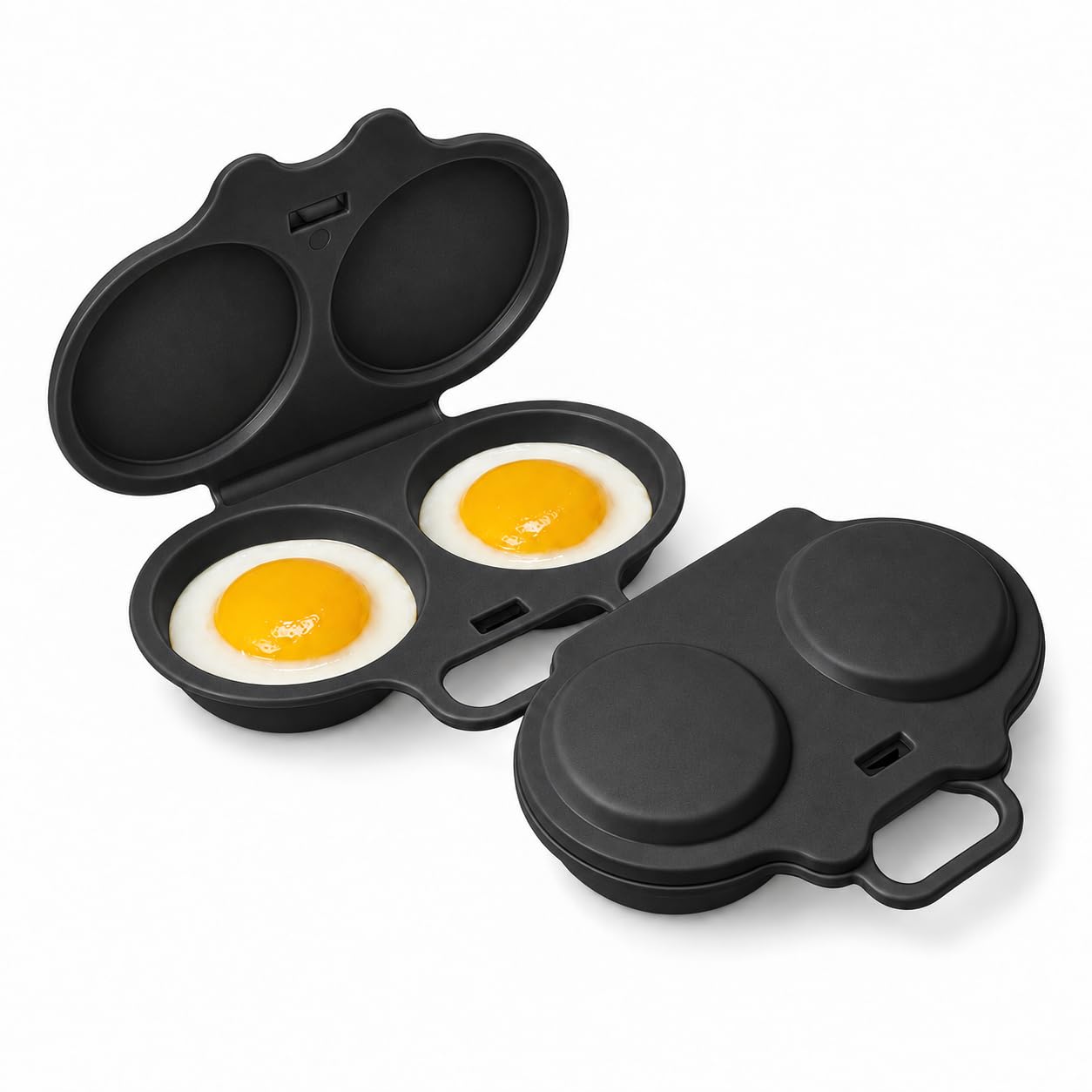 2PCS Microwave Egg Poacher With Lid & Handle, Dual Cavity Microwave Egg Poacher, Reusable Nonstick Poached Egg Maker, Quick Oil-Free Cooking For Home Breakfast