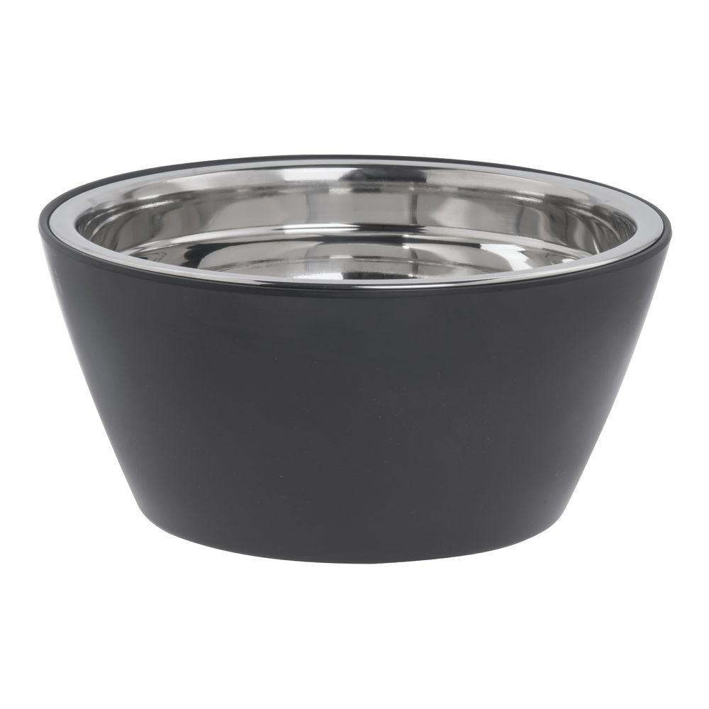 Serving Bowl Black Melamine with Stainless Steel Bowl Insert - 9 1/4" Dia x 4 1/4" D by HUBERT – Stainless Steel, Black, Model 19133+43557