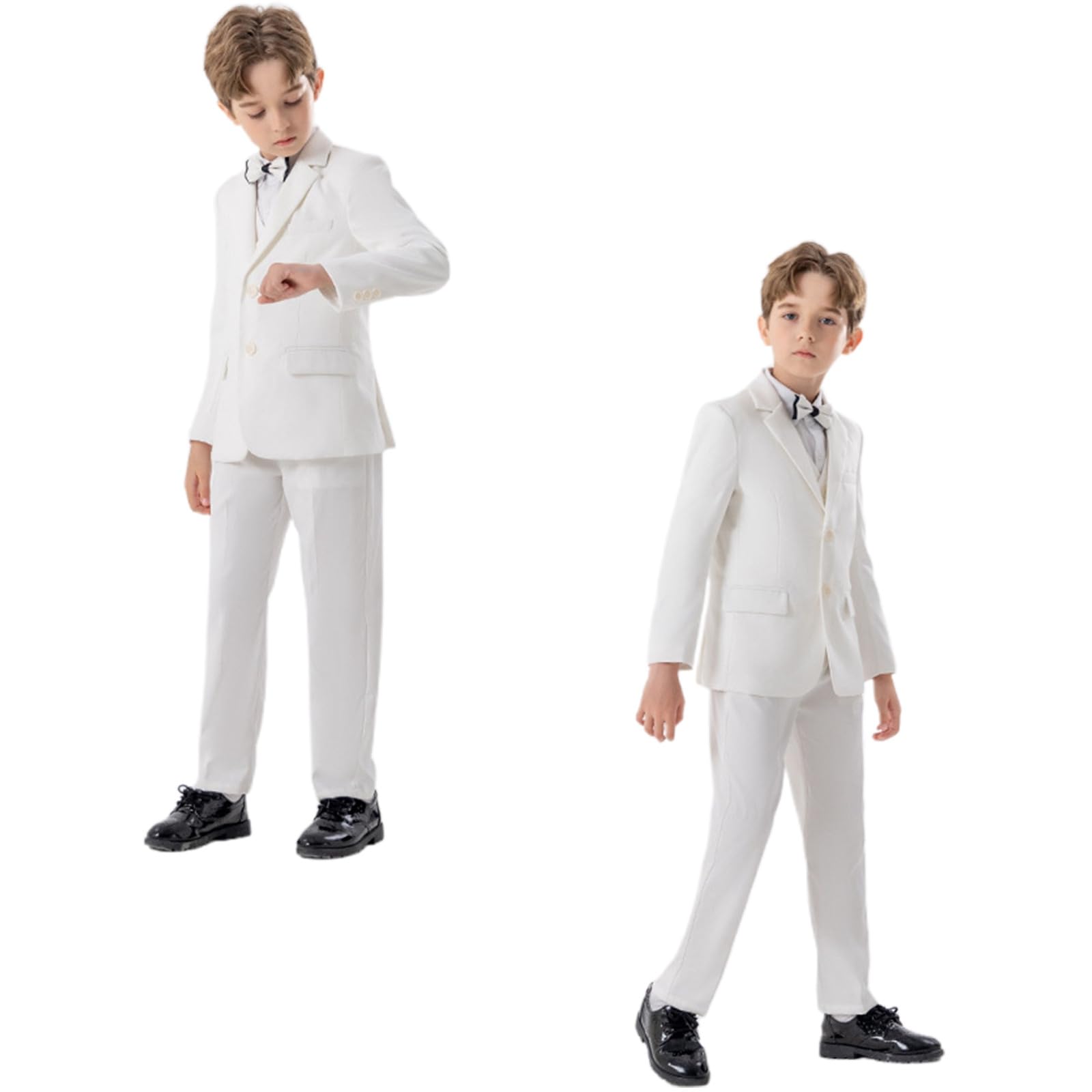 Conjunto de blazer para niños, trajes de negocios de 4 piezas, conjunto de esmoquin para niños, traje formal, chaleco, pantalones, pajarita, ajuste delgado, para bodas, bautizos, fiestas y ropa formal