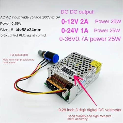 Alimentation à découpage CC 24V 1A avec réglage numérique précis pour tests de composants - 3
