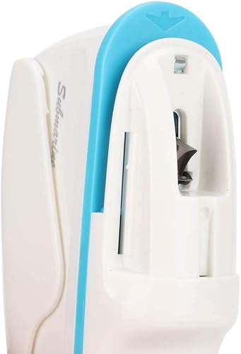 Miniatura 9 de Engrapadora sin grapas, para escritorio de papel sin grapas, para oficina, escuela, hasta 9 hojas de encuadernación (blanco)