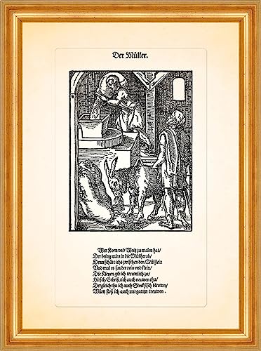 El molino Molino Harina De Trigo Salvado Jost Amman Grabado En Madera Soportes 040 Enmarcado
