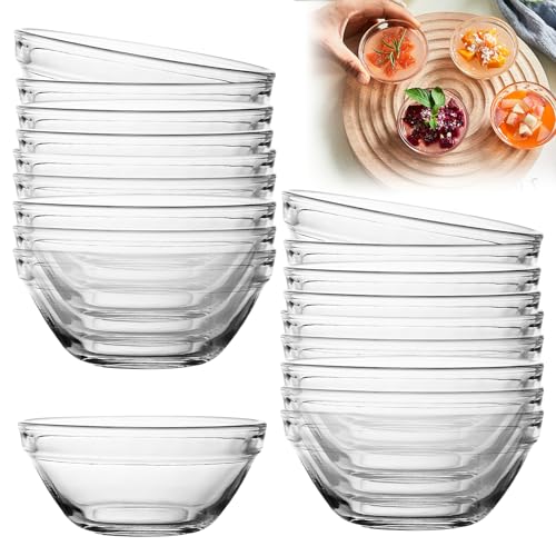 WANDGU Cuencos Redondopara Salsas: 20 Piezas Diámetro 7.5 cm Trasparente Mini Cuencos Para Salsas, Cuadrado Platos para Aperitivos, Tazón de Inmersión, Reutilizable Platos de Aperitivo para Salsas