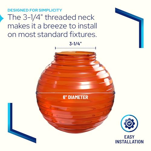Image of KASTLITE Amber Striped 6 inch Acrylic Festival Globe, 3.25 inch Threaded Neck