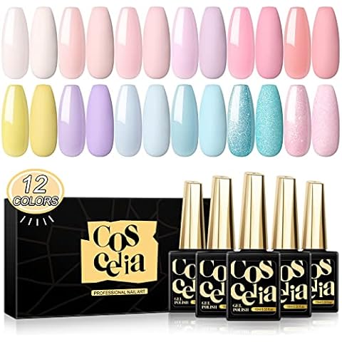 Coscelia 10ml UV Gellack 12pc UV Nagellack Farbgel UV Gel Nägel Frühlingsfarbe UV Gelnägel Cover
