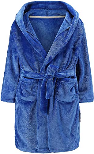 CJMJXPH Boys Girls Bathrobes,Toddler Kids Hooded Robes Soft Children's Flannel Bathrobes Hoodie Pajamas Sleepwear for Girls Boys(Blue, 9-12Years)