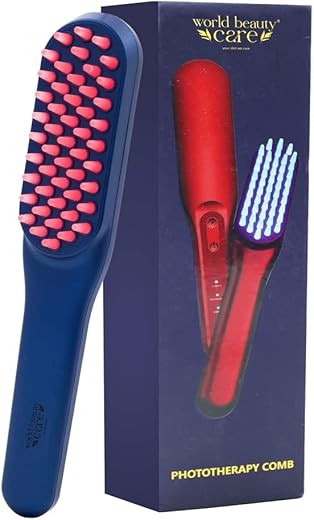 WBC WORLDBEAUTYCARE LED Hair Growth Comb with Red & Blue LED – Hair Growth Treatment for Men & Women Intensive Hair and Scalp Massager Hair Brush | Hair Fall control | Scalp…