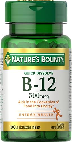 Miniatura 9 de Nature's Bounty Vitamina B12, apoya el metabolismo energético y la salud del sistema nervioso, 500mcg, tabletas, 100 unidades (paquete de 2)