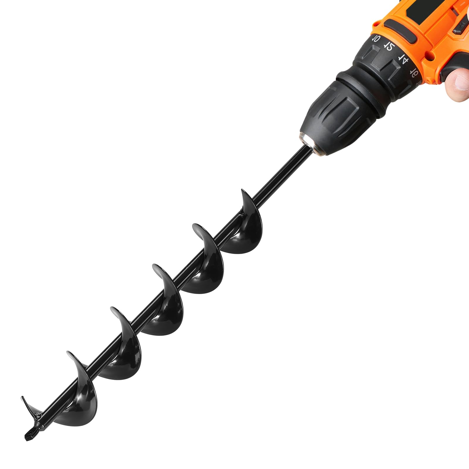 VEVOR Erdbohrer für Bohrmaschine, Ø 8x60 cm Pfahlbohrer, für 3/8-Zoll-Sechskant-Bohrer, Erdlochbohrer, Durchlässenbohrer, Lochbohraufsätze zum Graben von Gartenpfostenlöchern und Zäunen