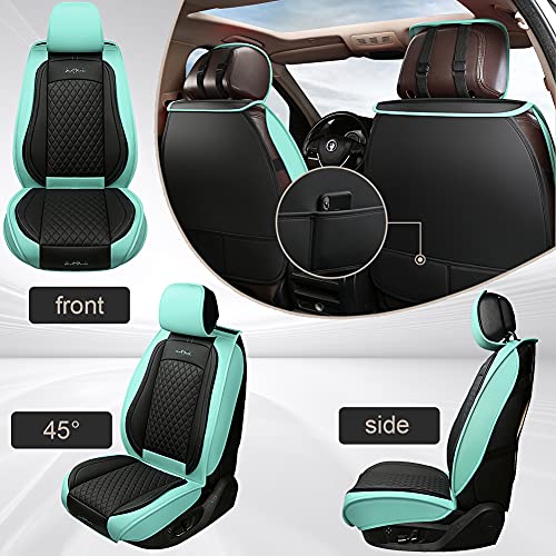 Giant Panda Full Set Car Seat Covers Luxury Faux Leatherette Seat Cushions Covers For 5-Seater Models, Fit Most Cars Suv Pick-Up Trucks (Mint Blue) #TOP5