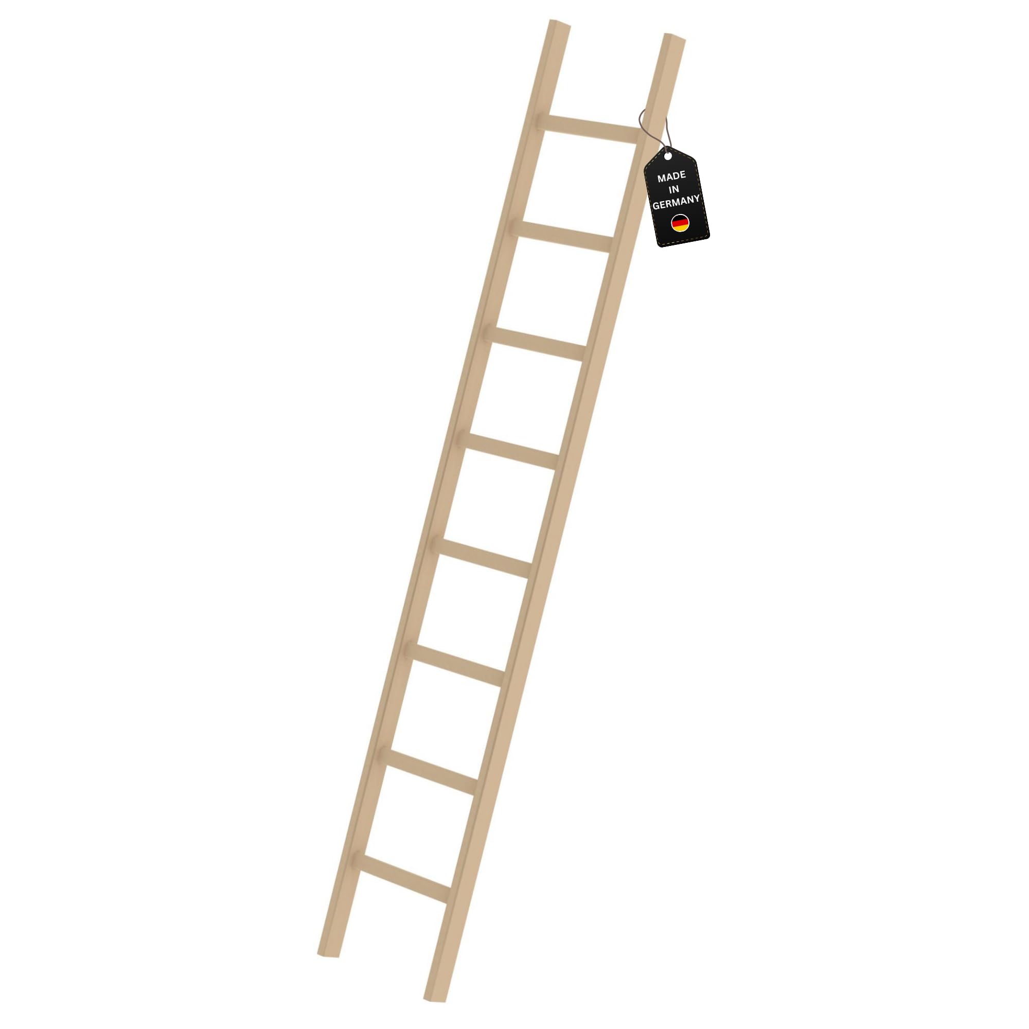 PROREGAL Sprossen-Anlegeleiter Holz ohne Traverse | 8 Sprossen | Leiter, Teleskopleiter, Trittleiter, Bockleiter, Sprossen-Doppelleiter