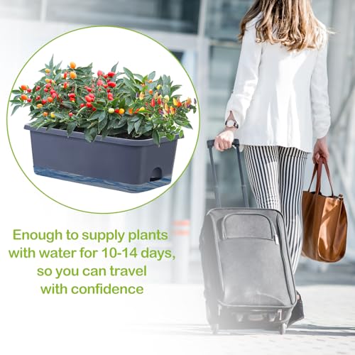 Oliz Window Box Planter 8 Pcs, 17 Inches Rectangle Flower Pots with Drainage Holes and Trays, Vegetable Planters for Windowsill Patio Garden Balcony Home Porch Yard Indoor Outdoor (Grey) by Oliz - Image 6