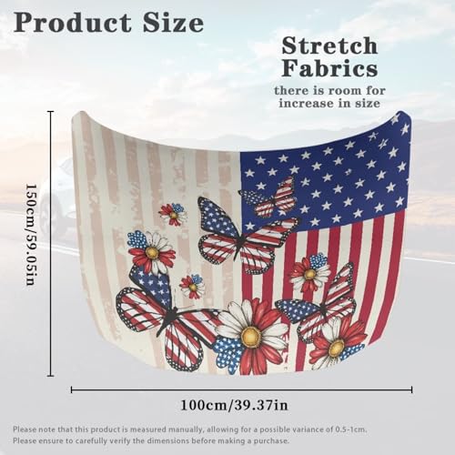 Image of American Retro Pastoral Style Car Hood Cover for Compact Sedans SUV Trucks, 59x39 Inches Stretchable Auto Hood Wraps Vehicles Banner Automotive Exterior Accessories