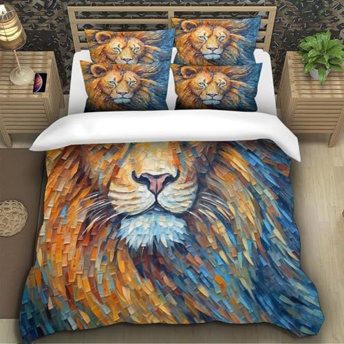 Parure de lit lion 140x200cm, cadeau idéal pour lit simple