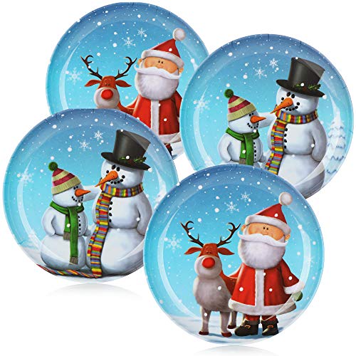 com-four® Plato navideño de melamina 4X - Plato de San Nicolás con Diferentes Motivos - Plato de Adviento para Pasteles y Frutas [la selección varía] (04 Piezas - Ø 20cm)