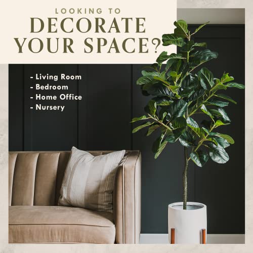 Fiddle Leaf Fig Tree - Artificial Trees For Home Decor Indoor, Faux Fiddle Leaf Fig Tree, Large Artificial Plants Indoor, Fake Tree Indoor, Fiddle Leaf Fig Tree Artificial, Artificial Tree - 5 Feet #TOP1