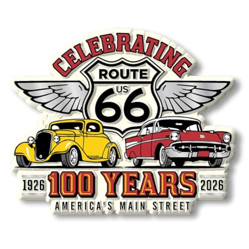 Imán decorativo Route 66 100 Años 8.6 x 6.9 cm