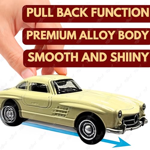 Image of toyco Alloy Metal SUV Toy Car for Kids | Pull Back Unbreakable Small Toy Cars | Openable Doors, Smooth & Shiny Edges |1:36 Scale | Gift Toys for Boys and Girls Age 3+ | (Mercedes Gulwing White)