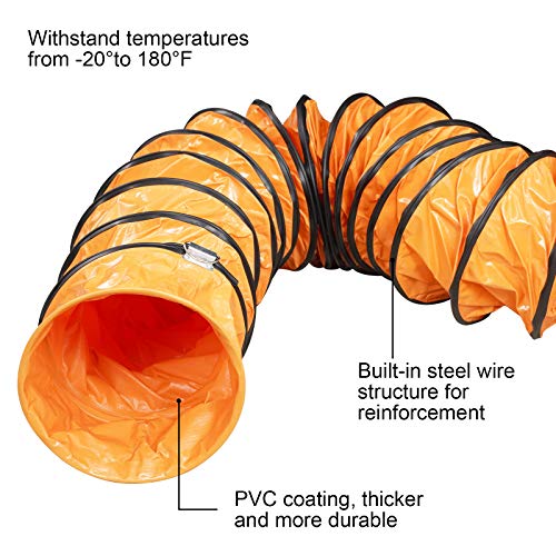 Image of ALORAIR 8 inch PVC Flexible Duct Hose for CleanShield HEPA 550 Air Scrubber and PureAiro HEPA Max 770 /870 /970, Easy Storage (8 Inch x 16.4 Feet, Outlet)