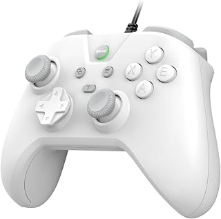 Megadream Wired Controller for Switch 2|1/PS4/PS3/PC/Android Gaming Controller, 1000Hz Polling Rate, 2M USB Cable, USB -C Adapter, Ergonomic Gamepad Joystick with Turbo Function, Dual Vibration, White