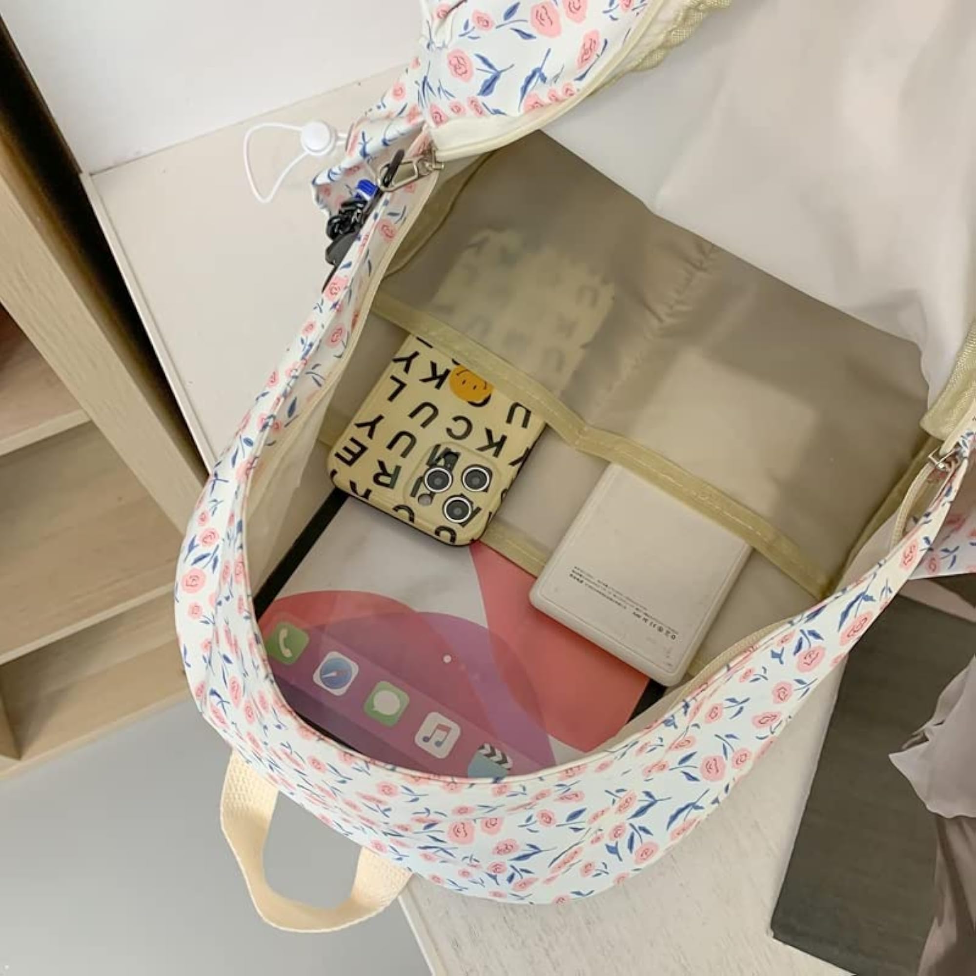 Womens Floral Student Bag, Nylon Travel Backpack