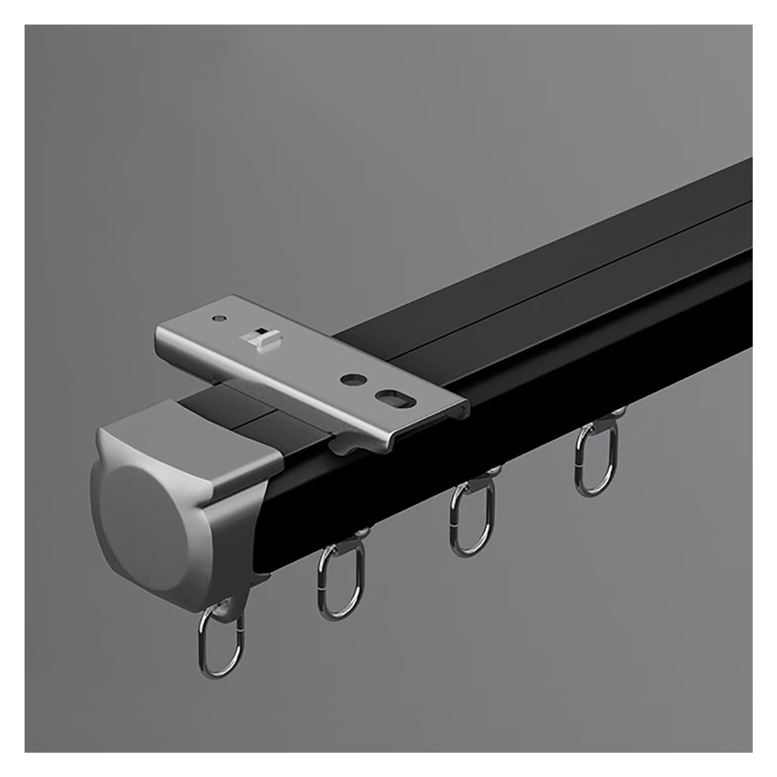 HeavyDuty czarny system karniszy do montażu ściennego/sufitowego trwały aluminiowy karnisz zestaw do sypialni balkonu kampera do użytku na zewnątrz dostępny w rozmiarach 9 cm