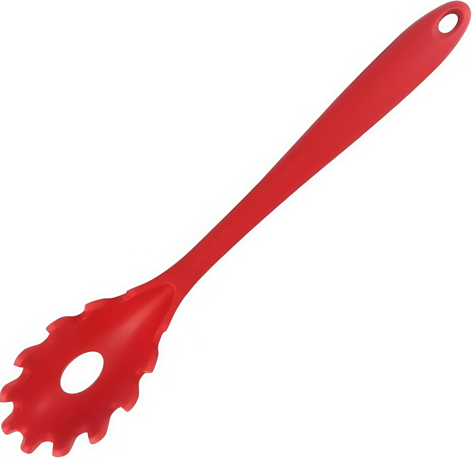 Silicone Pasta Tongs and Spaghetti Spoon Set with Non-Slip Silicone Teeth, 12-Inch Spoon and 9.8-Inch Tongs, Heat Resistant Kitchen Utensils with Storage Holes, Dishwasher Safe (black)