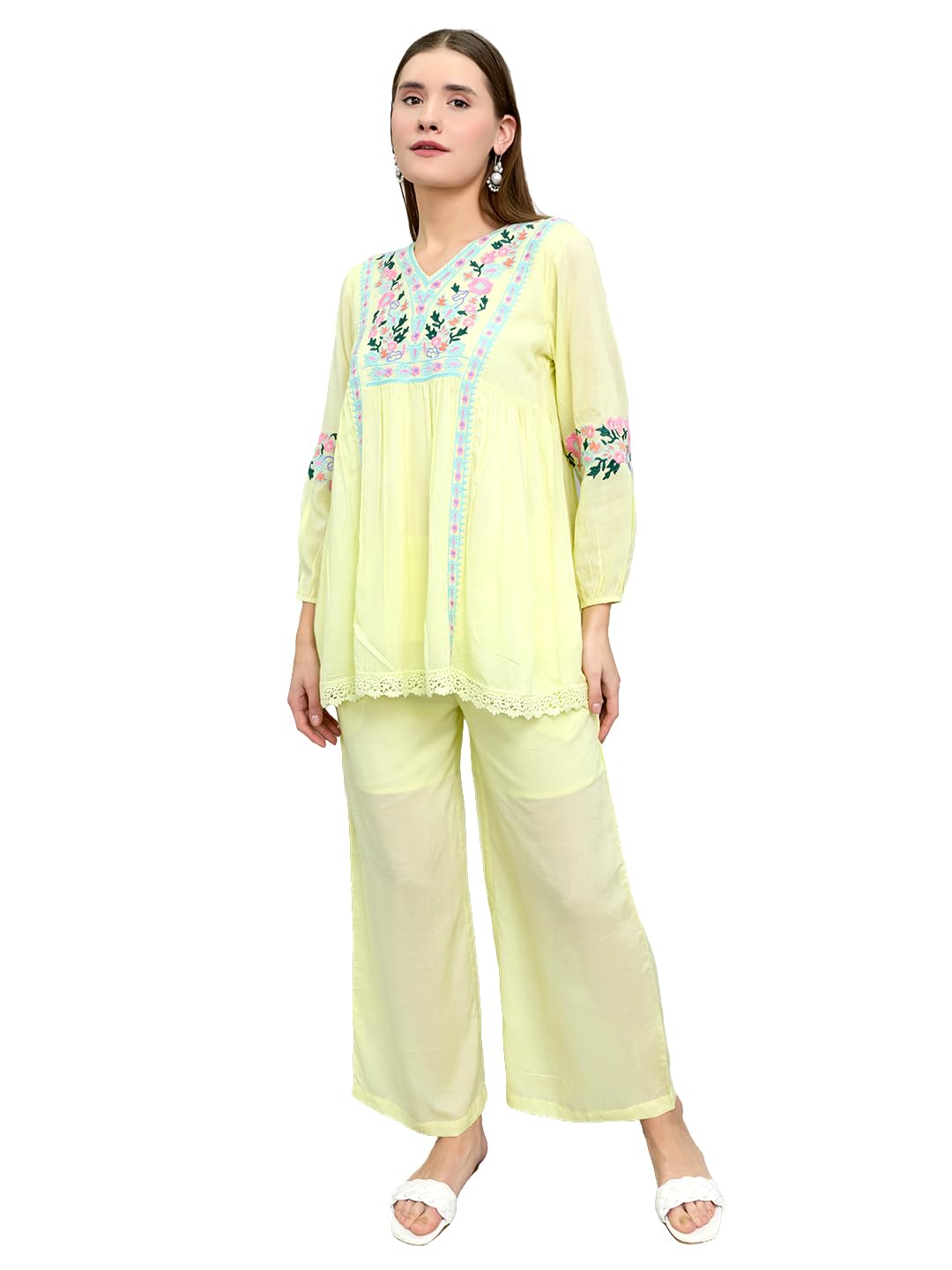 Women'S Regular Fit Half Sleeve Round Neck Embroidered Coordinate Set | Stylish Two Piece Outfit For Ladies | Elegant Western Co-Ord Dress (Pack Of 1)-image-28