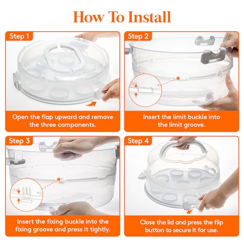 Lifewit Cake Carrier With Lid And Handle, Two Sided Cupcake Carrier Holder For 10 Inch Cake Or 9 Standard-Sized Cupcakes, Plastic Round Cake Transport Storage Container Stand For Pies And Cookies thumb #1