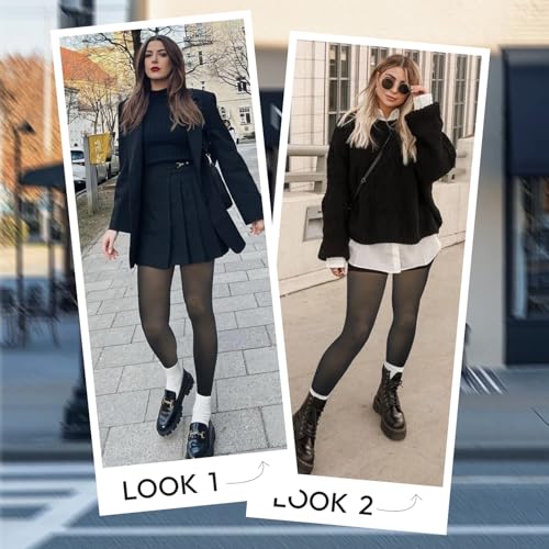 Image of Fleece Lined Tights for Women, Thermal Warm Black Tights Pantyhose Sheer Stockings High Waisted for Winter