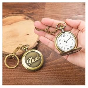 MERCHANT BROS Vintage Dad Embossed Clock Keychain, Metal Pocket Keyring | Best gift for Men, Dad, Grandfather