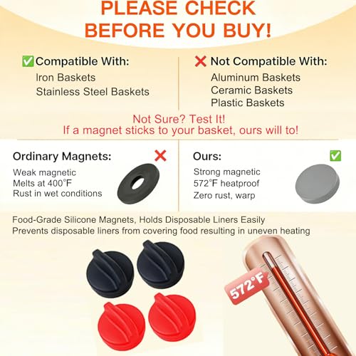 Image of Air Fryer Liners Disposable: 125Pcs Unbleached Parchment Paper Liners, 8 inch Square Non-Stick Disposable Sheets for 5-8 QT Baskets, Oil-Proof for Easy Cleanup | with Air Fryer Magnets for Parchment Paper