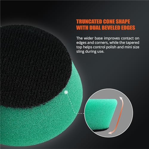 Image of SPTA Green T120 Heavy-Cut Mini Polishing Foam Pad, 5Pcs 2inch /50mm Sponge Polishing Buffing Pads, Car Foam Detail Polishing Pad Kit for Car Detail Polishing, Small Area Polishing -FPTSS2G