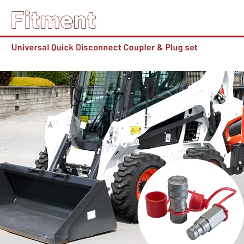 Image of 3 /8 inch Flat Face Hydraulic Quick Connect Coupler Set,1 /2 inch NPT Thread, 5076 PSI, ISO 16028 with Dust Caps