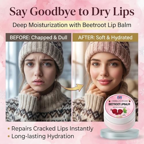 Image of Beetroot Lip Balm for Natural Pink Lips | Hydrating & Moisturizing Lip Care | Repairs Dry & Chapped Lips | Chemical-Free Daily Use Lip Balm for Men & Women