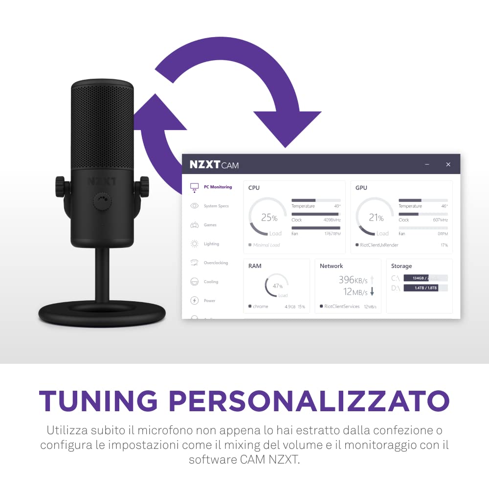 NZXT Capsule Mini USB-Mikrofon - AP-WMMIC-B1 - Hohe Auflösung – Nierenförmige Richtcharakteristik – Ideal für Streaming, Content Creation und Podcasting – Integrierter Pop-Filter – Schwarz