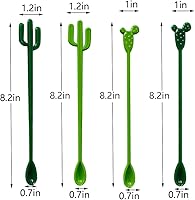 Vista 6 de FOYARA Novedosas cucharas para mezclar bebidas con forma de cactus, varillas para mezclar bebidas para fiestas, 8.2 pulgadas, cucharaditas de café