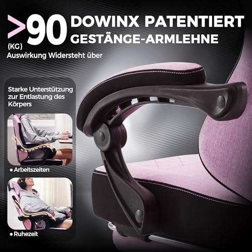 Sedia da Gaming in Tessuto con Cuscino a Molle, Supporto Lombare e Poggiapiedi per Adulti, Sedia da Gioco Ergonomica, Grande e Alta, per Giochi da Ufficio, 135 kg, Rosa - Sedia gaming - Immagine 3