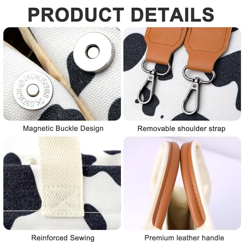 Image of Canvas Tote Bag for Women with Pockets Crossbody Bag Tote Shoulder Handbags Casual Work Bags Everything Tote Bag
