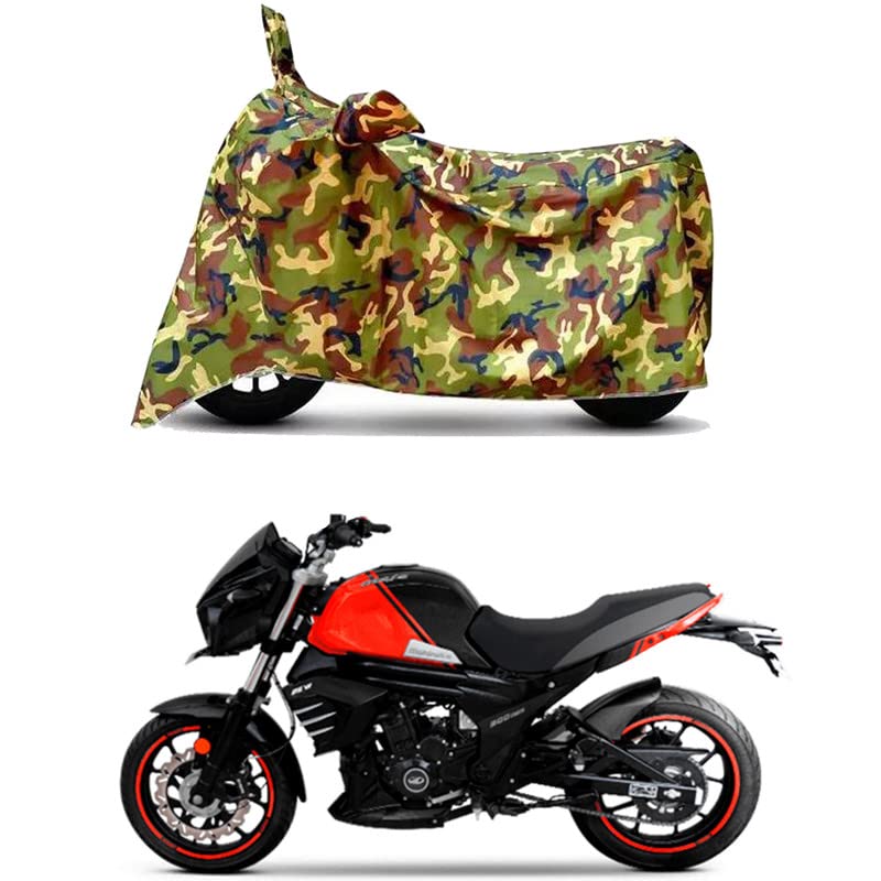 Image of Waterproof 100% PVC Coated Bike Scooty Two Wheeler Body Cover Compatible for Mahindra MOJO XT 300 BS6 /UV-Rays /Heat Protection /Birds Dropping /Scratchproof /Dust Proof /All [6X6 Jungle Print]