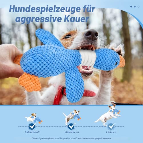 Vitscan Verbessertes Hundespielzeug aus Gans, unzerstörbar, für Aggressive Kauer, kleine, mittelgroße und große Rassen, quietschendes Plüsch-Spielzeug, Welpen-Kauen, Ente, interaktiv